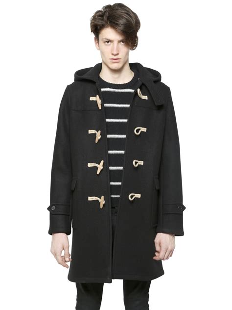 duffle coat yves saint laurent|LONG DUFFLE COAT IN WOOL .